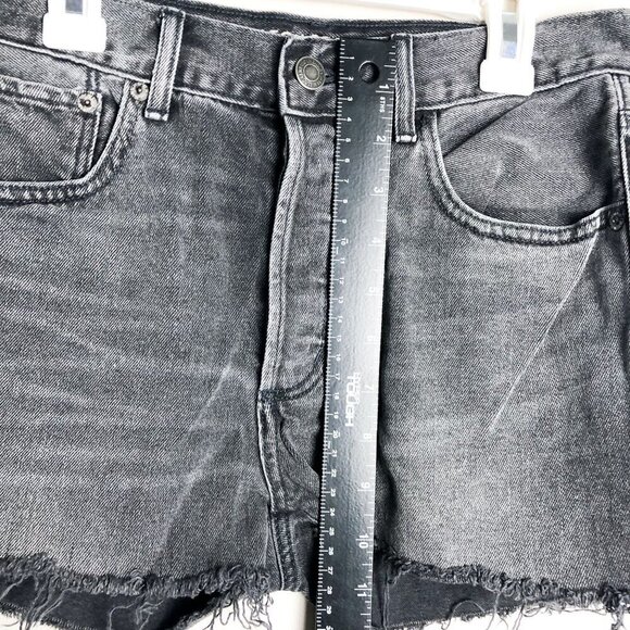 American Eagle Cut Off Hi Rise Girlfriend Denim Shorts 2 Black Womens - Picture 8 of 14